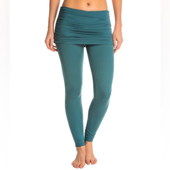 Prana Pants - PrAna Remy Ruched Fold Over Skirt Leggings In Deep Balsam S Outdoor Athleisure